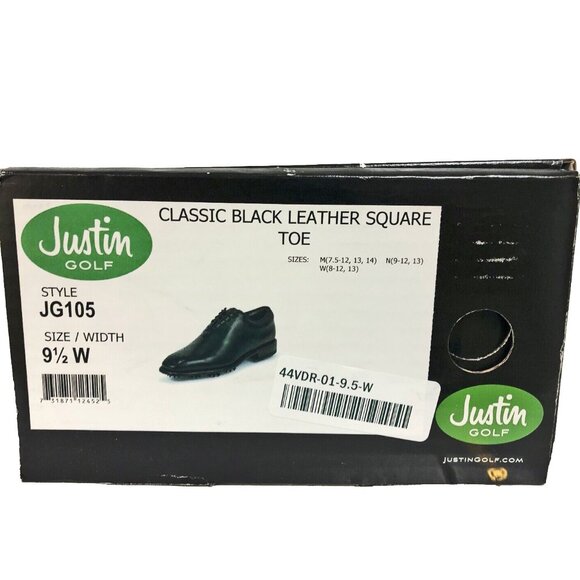 NEW $400 Justin Boots Golf Shoes! 8.5 W  Black  Handcrafted Leather  Dress Style main image 4